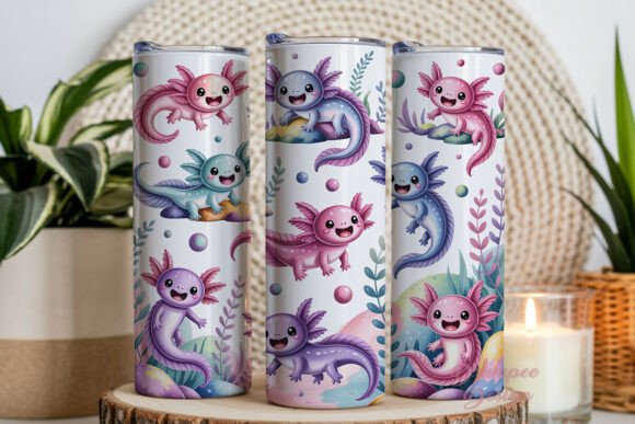 Download Cute Pastel Axolotl Tumbler Wrap PNG - Wrap Collection