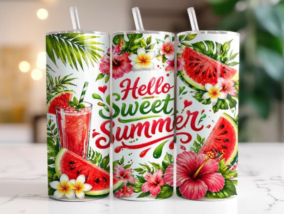 Download Hello Sweet Summer Tropical Tumbler Wrap - Wrap Collection