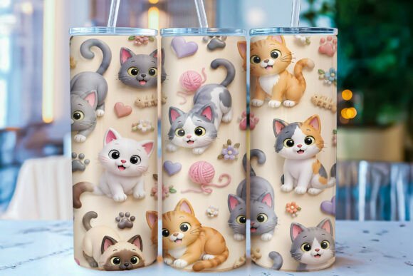 Download Inflated Kawaii Cat 20 Oz Tumbler Wrap - Wrap Collection