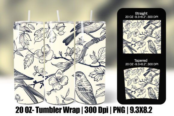 Download Line Art Birds Pattern Wrap Tumbler - Wrap Collection