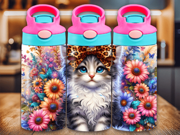 Download Floral Cat Leopard Bow Kids Tumbler Wrap - Wrap Collection