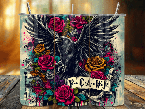 Download Crow Wings Floral Banner Tumbler Wrap - Wrap Collection