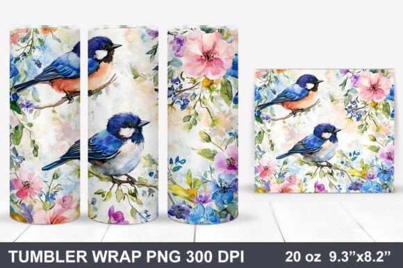 Download Bird and Flowers Tumbler Wrap - Wrap Collection