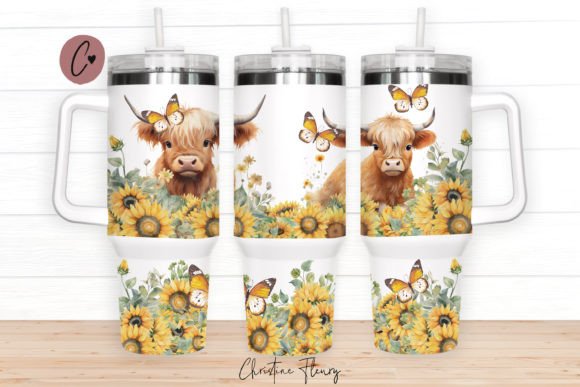 Download Highland Cow Sunflower 40oz Tumbler Wrap - Wrap Collection