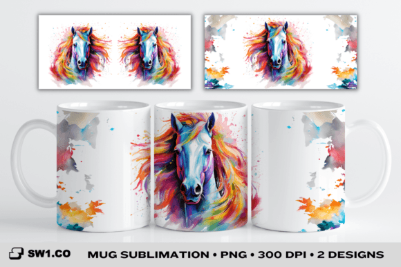 Download Rainbow Horse Mug Sublimation Wrap PNG - Wrap Collection