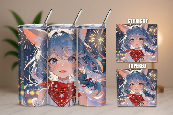 Download Furry Ear Anime Girl Art Tumbler Wrap - Wrap Collection