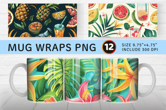 Download Tropical Summer Beach Mug Wrap Sublimati - Wrap Collection