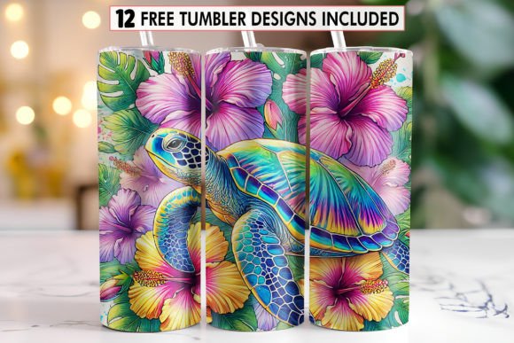 Download Floral Turtle Tumbler Sublimation Wrap - Wrap Collection