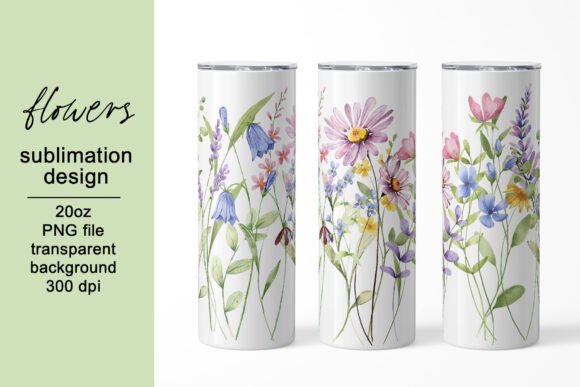 Download Tumbler Wrap, Design with Wildflowers. - Wrap Collection