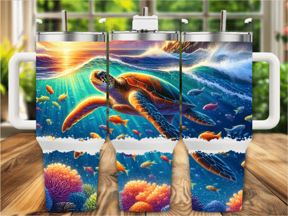 Download Ocean Wave Sea Turtle 40oz Tumbler Wrap - Wrap Collection