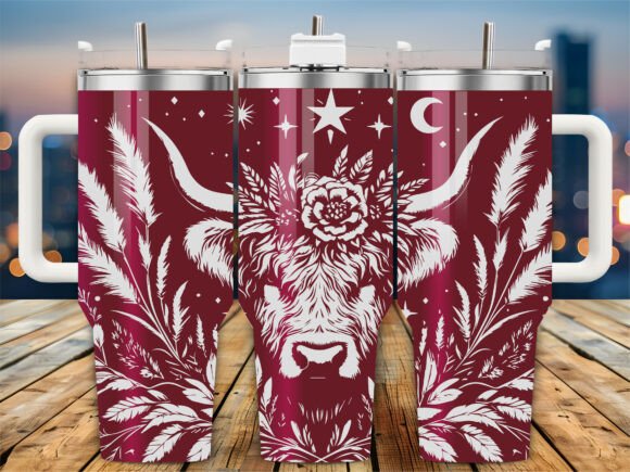 Download Celestial Highland Cow 40oz Tumbler Wrap - Wrap Collection