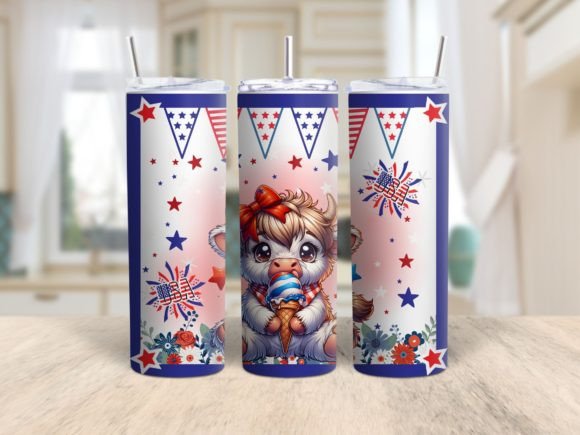 Download July 4th Highland Cow 20 Oz Tumbler Wrap - Wrap Collection