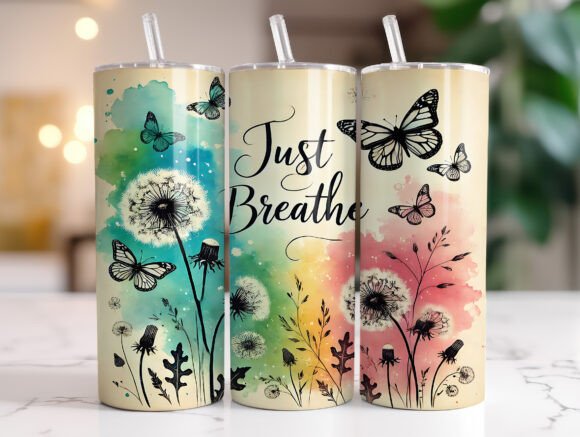 Download Just Breathe Dandelion 20oz Tumbler Wrap - Wrap Collection