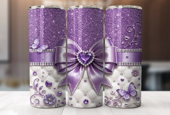 Download Purple Glitter Bow 20oz Tumbler Wrap PNG - Wrap Collection