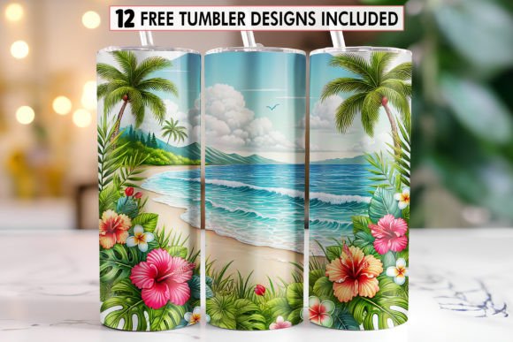 Download Summer Beach Tumbler Sublimation Wrap - Wrap Collection