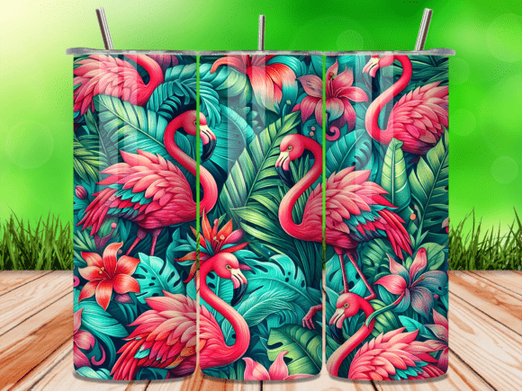 Download Tropical Monstera Flamingo Tumbler Wrap - Wrap Collection
