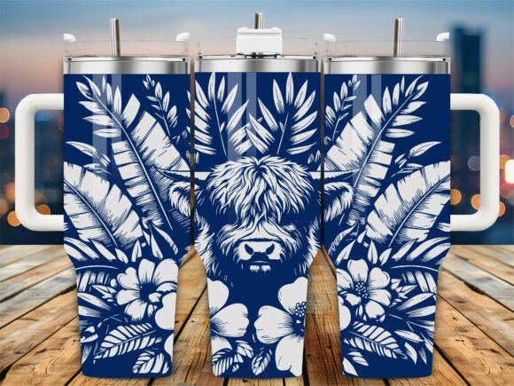 Download Tropical Highland Cow 40oz Tumbler Wrap - Wrap Collection