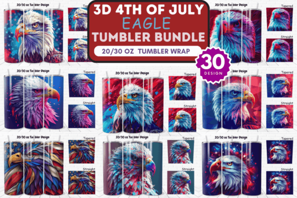 Download 3D 4th of July Eagle Tumbler Wrap Bundle - Wrap Collection