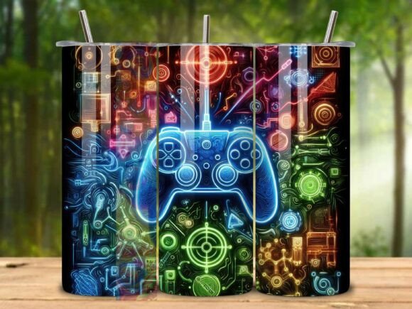 Download Neon Gamer 20oz Tumbler Wrap Png V.6 - Wrap Collection