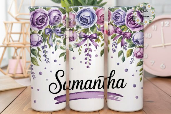 Download Purple Floral Personalized Tumbler Wrap - Wrap Collection