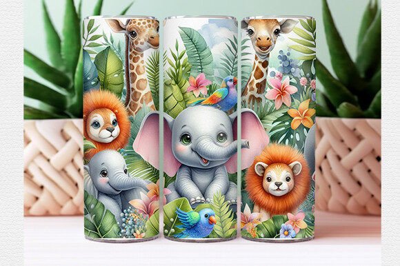 Download Watercolor Tropical Animal Tumbler Wrap - Wrap Collection