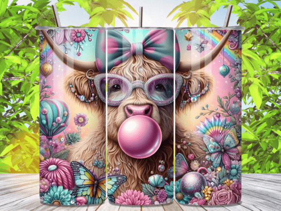 Download Bubblegum Highland Cow Tumbler Wrap - Wrap Collection