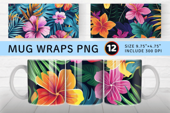 Download Bright Tropical Flowers Mug Wrap Sublima - Wrap Collection