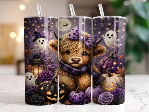 Download Pumpkin Season Highland Cow Tumbler Wrap - Wrap Collection