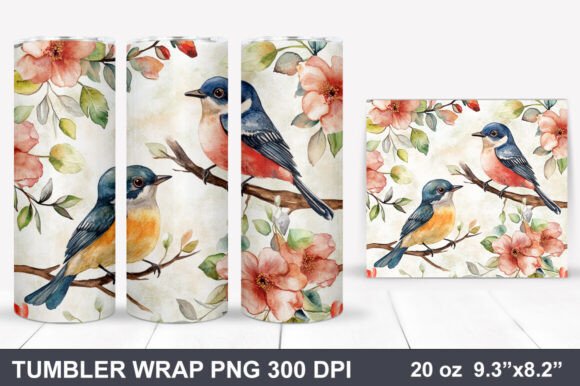 Download Bird and Flowers Tumbler Wrap - Wrap Collection