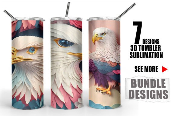 Download 3D Patriotic Eagle Tumbler Wrap Bundle - Wrap Collection