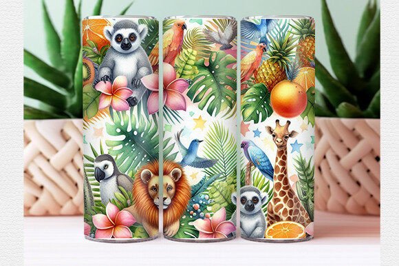 Download Watercolor Tropical Animal Tumbler Wrap - Wrap Collection