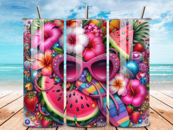 Download Pink Tropical Summer Tumbler Wrap PNG - Wrap Collection