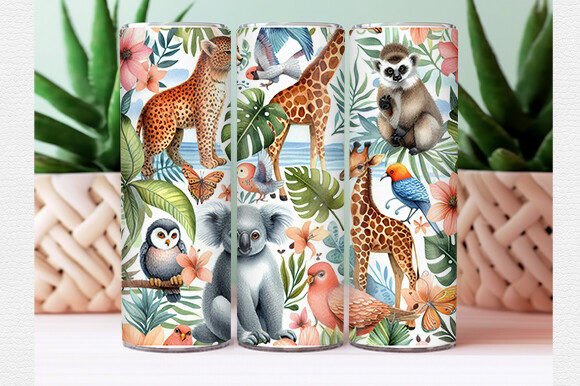 Download Watercolor Tropical Animal Tumbler Wrap - Wrap Collection