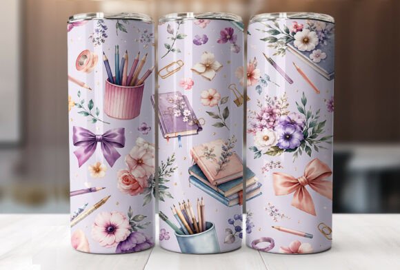 Download Purple Floral Teacher Tumbler Wrap PNG - Wrap Collection
