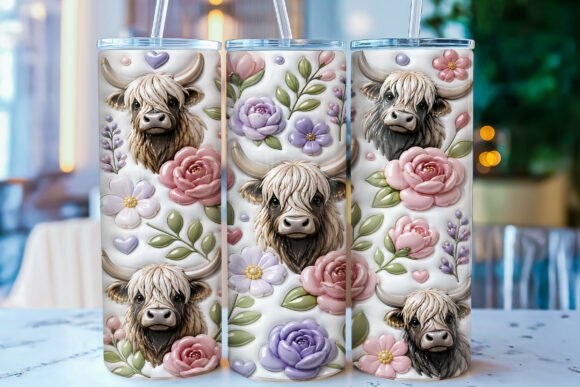 Download Inflated Highland Cow Tumbler Wrap PNG - Wrap Collection