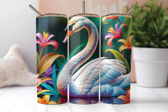 Download 3D Swan Tumbler Wrap 20oz Sublimation - Wrap Collection
