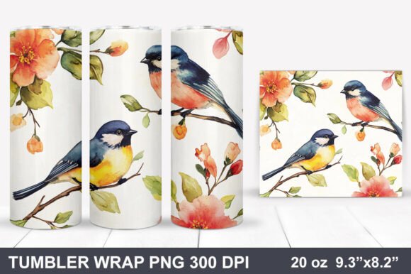 Download Bird and Flowers Tumbler Wrap - Wrap Collection