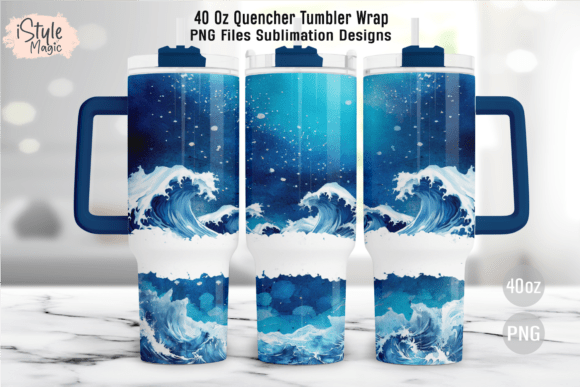 Download Ocean Waves Summer 40oz Tumbler Wrap PNG - Wrap Collection