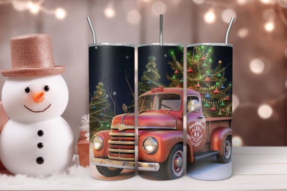 Download Christmas Tumbler Wrap Vintage Red Truck - Wrap Collection