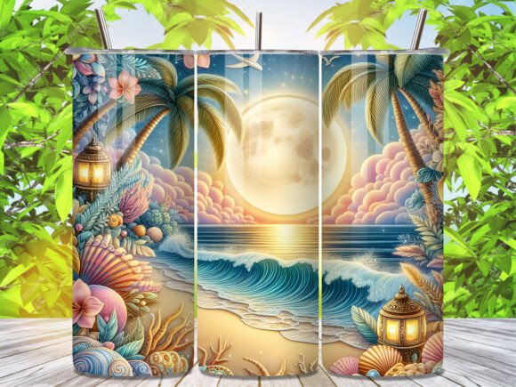Download Full Moon Summer Beach Tumbler Wrap - Wrap Collection