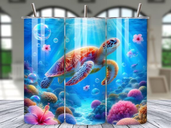 Download Floral Sea Turtle Tumbler Wrap Design - Wrap Collection