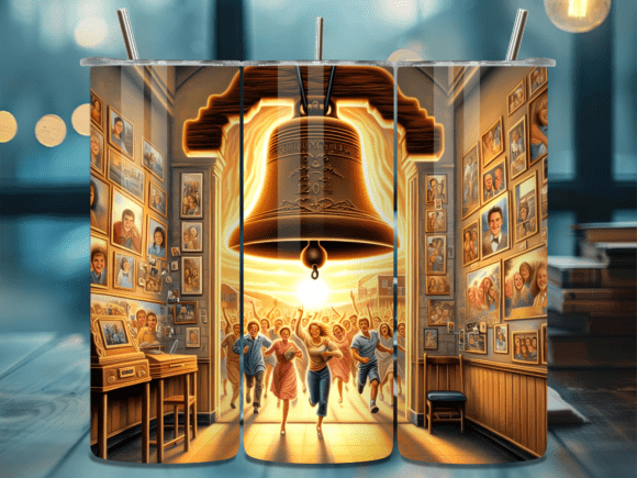 Download Golden Liberty Bell Scene Tumbler Wrap - Wrap Collection