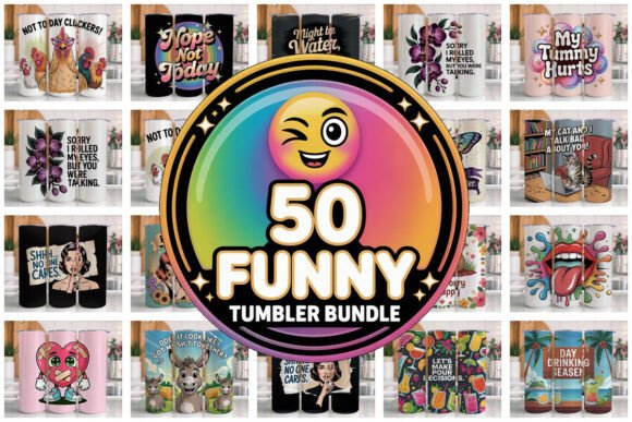 Download 50 Funny Tumbler Wrap Bundle PNG V3 - Wrap Collection