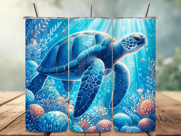 Download Blue Sea Turtle Ocean Coral Tumbler Wrap - Wrap Collection