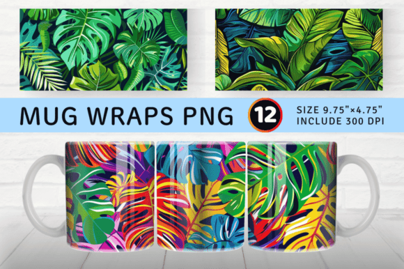 Download Summer Tropical Leaves Mug Wrap - Wrap Collection
